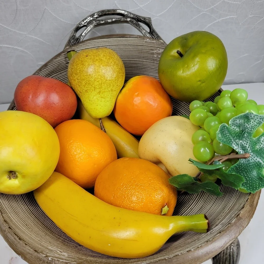 Vintage Artificial Assorted Fruit Hollow Faux Apples Banana Grapes Orange